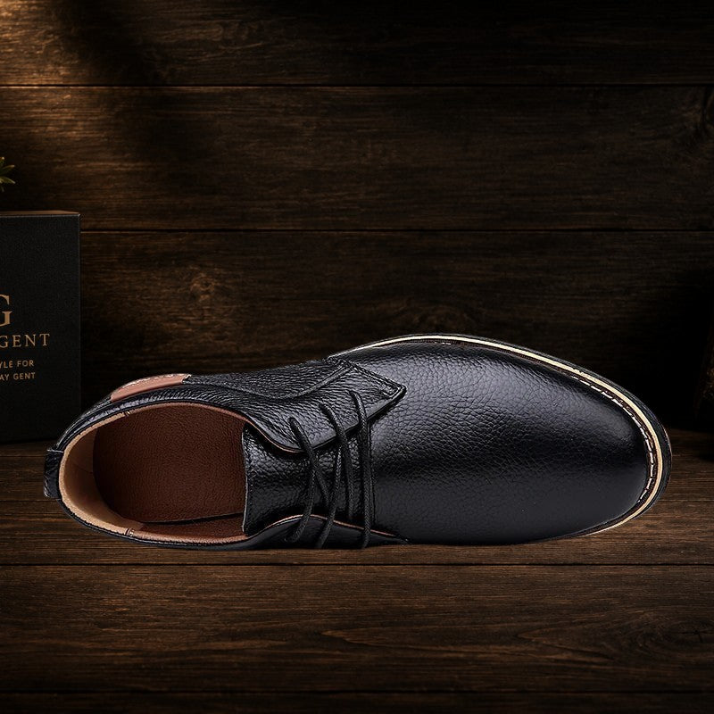 Daily Gent black genuine leather men's brogue Oxford loafers with lace-up closure and cushioned insole.